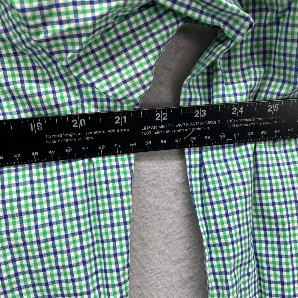 Ralph Lauren Shirt Mens M Green Blue Custom Fit Gingham Check Button Down Preppy